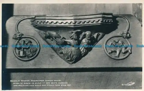 R126425 Beverley Minster. Misericords. Geschichte von Spitzmaus oder Schimpfe. Walter Scott. Nein