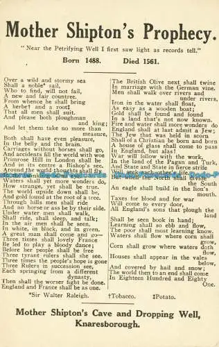 R634318 Mother Shipton Prophecy. Mother Shipton Cave and Droping Well