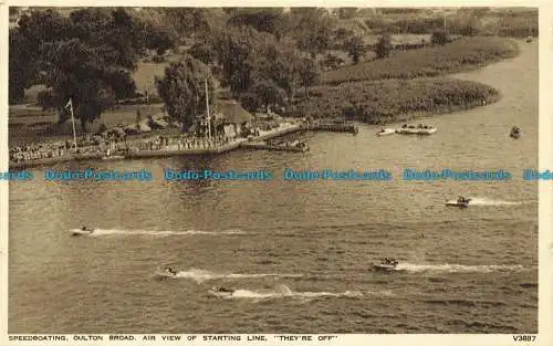 R635467 Speedboating. Oulton Broad. Luftansicht der Startlinie. Sie sind aus. Foto