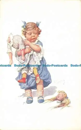 R636818 Mädchen mit kaputter Puppe. C. W. Faulkner. Serie. Nr. 1101. 5