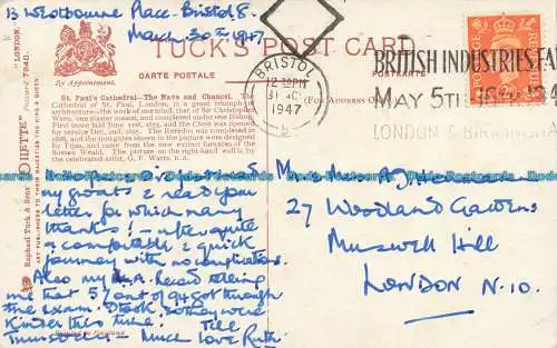 R637017 London. St. Paul Cathedral. Das Kirchenschiff und der Chor. stecken. Oilette. Postwagen