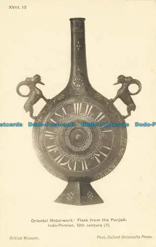 R637718 British Museum. Orientalische Metallarbeiten. Flachmann aus dem Punjab. Indopersisch