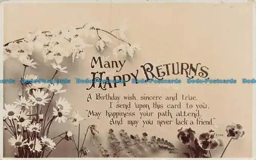 R639089 Viele glückliche Rücksendungen. A. und G. Taylor. Echt Silberdruck Foto. 1