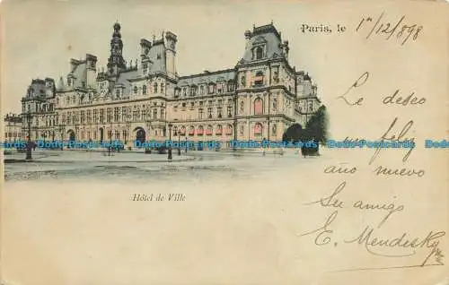 R638587 Paris. Hotel de Ville. Postkarte