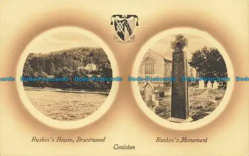 R639495 Coniston. Ruskin Monument. Serie Valentine. Multi View