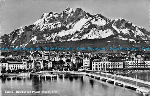 R156322 Luzern. Bahnhof und Pilatus. Fotoglob