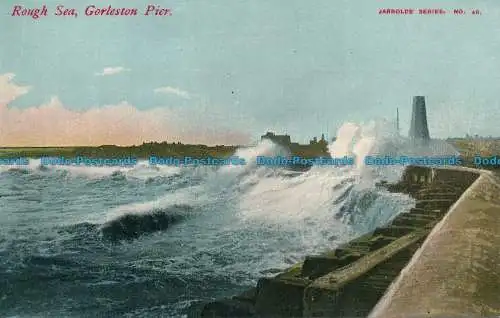 R156784 Rough Sea. Gorleston Pier. Jarrold. Nr 46