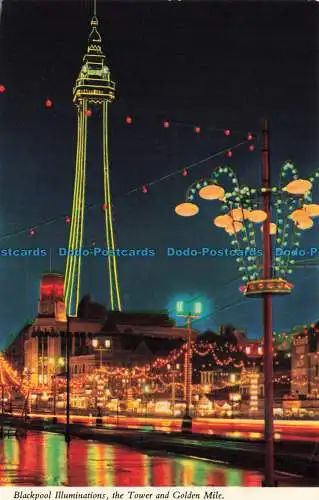 R662756 Blackpool Illuminations. dem Turm und der Goldenen Meile. John Hinde