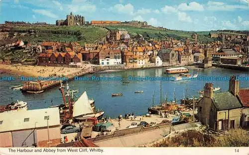 R662987 Whitby. Der Hafen und die Abtei von West Cliff. Bamforth. Color Gloss Vie