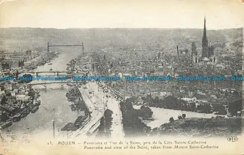 R661421 Rouen. Panorama und Blick auf die Seine. Entnommen vom Berg Saint Catherine.