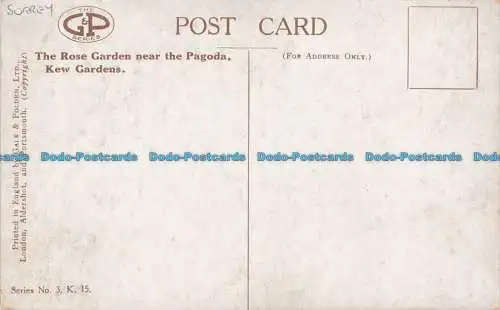 R663202 Kew Gardens. Der Rosengarten in der Nähe der Pagode. Sturm und Polden. Serie Nr.