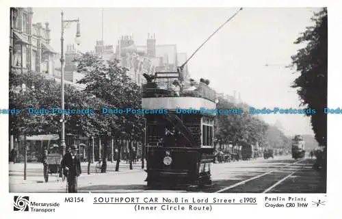 R662409 Southport Wagen Nr. 8. In der Lord Street. Pamlin Prints. Merseyside Transport