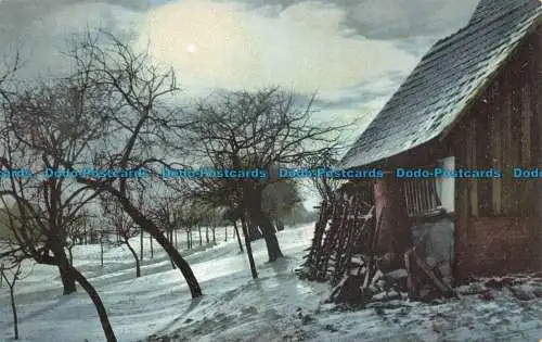 R667185 Winterszene. Morgens. Altes Haus. Photochromie