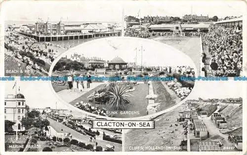 R666383 Clacton on Sea. Marine Parade. Valentinstag. Silber. 1937. Multi View