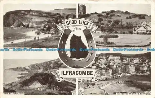 R666462 Viel Glück von Ilfracombe. Der Strand. Combe Martin. 1954. Multi View