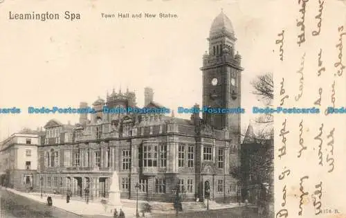 R664366 Leamington Spa. Rathaus und neue Statue. Pfau. 1903