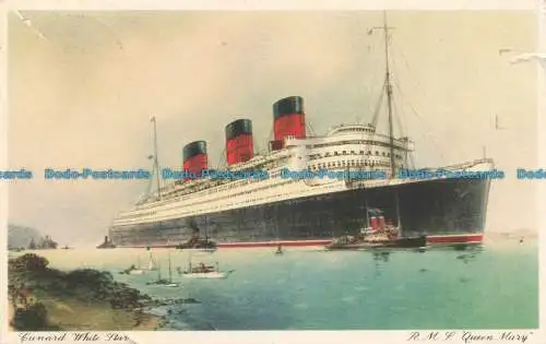 R666555 R.M.S. Queen Mary. Cunard White Star. Postkarte