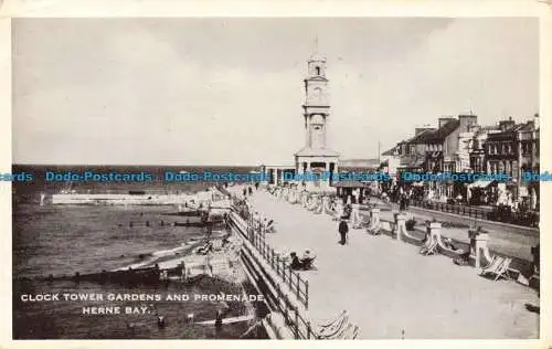 R666753 Herne Bay. Uhrturmgärten und Promenade. 1953