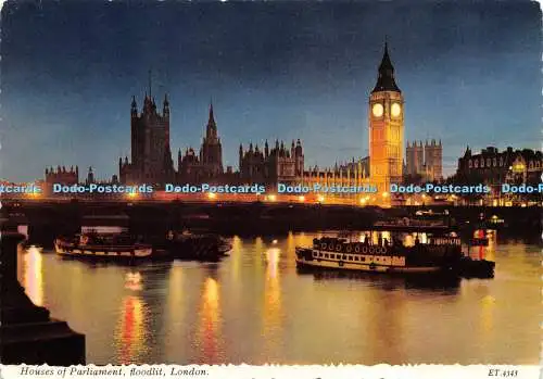 D013407 Houses of Parliament Flutlicht. London. Bei Nacht. Valentine