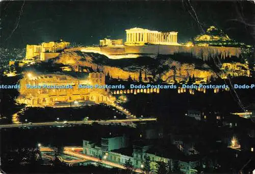 D031021 Athen. Akropolis bei Nacht. Athen. Die beleuchtete Akropolis. Griechenland