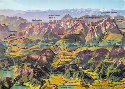 D029668 Panorama. Werdenfelser Land. Obb. Garmisch Partenkirchen. Sudbild. Nr. 1