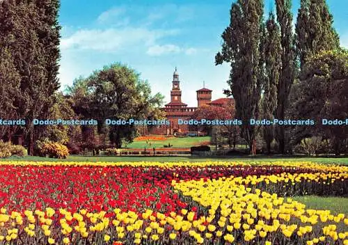 D033673 Milano. Schloss Sforza aus dem Park. Giesse
