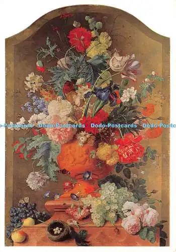 D036168 Huijsum. Nationalgalerie. Blumen in Terrakotta Vase. Öl auf Leinwand. Ja