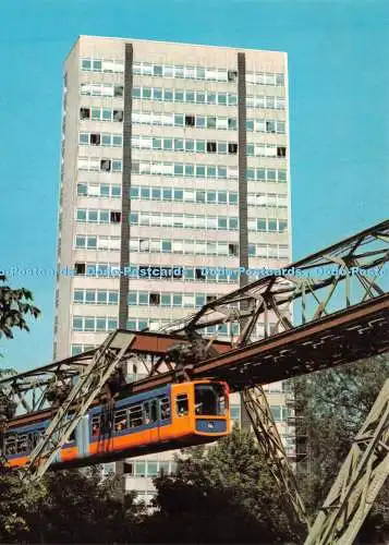 D039341 Wuppertal. Schwebebahn mit Justizhochhaus. Werner Weber. 1992