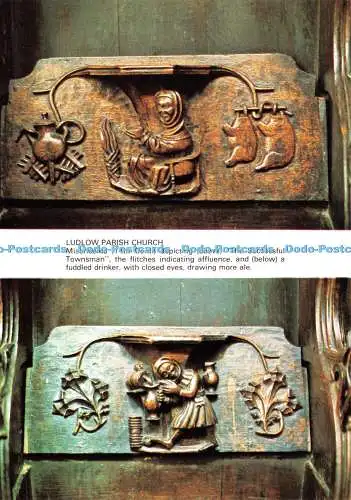 D043218 Pfarrkirche Ludlow. Misericords. Der erfolgreiche Townsman. Richter. C. 5