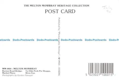 D041812 Melton Mowbray. Burton Road Bridge. Marktplatz. Fotografisches Erbe.