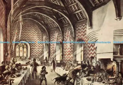 D041906 Caernarvonshire. Conway Castle. Die Halle, wie sie hätte aussehen können, als