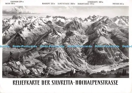 D045119 Reliefkarte Der Silvretta. Hochalpenstraße. Risch Lau