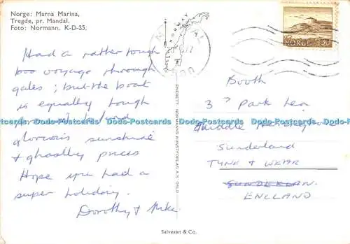 D045348 Norge. Marna Marina. Tregde Pr. Mandal. Enerett. Normanns. Salvesen