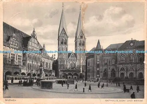 D038583 Bremen. Rathaus Dom und Borse. RP. Postkarte