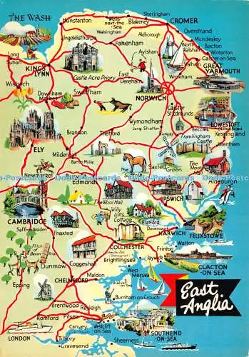 D042936 East Anglia. Karte. E. T. W. Dennis
