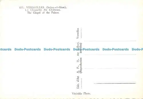 D046605 Versailles. Seine et Oise. Die Kapelle des Palastes. Bearbeiten. d Art A.P.R