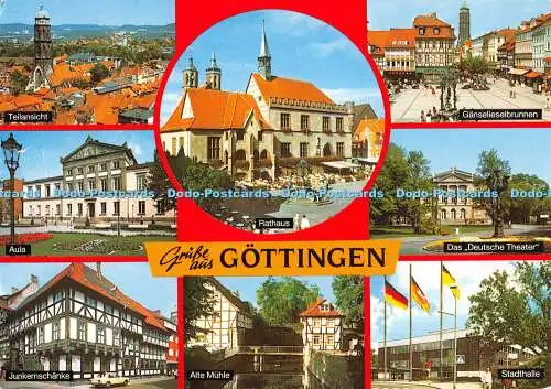 D047850 Gruss aus Göttingen. Alte Mühle. Aula. Rathaus. Herst. u. Verlag Schönin