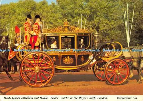 D049034 H.M. Queen Elizabeth und H.R.H. Prinz Charles in der Royal Coach Lon