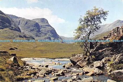 D049202 Am Fluss Coe Glencoe Argyllshire Schottland mit den Three Sisters gro