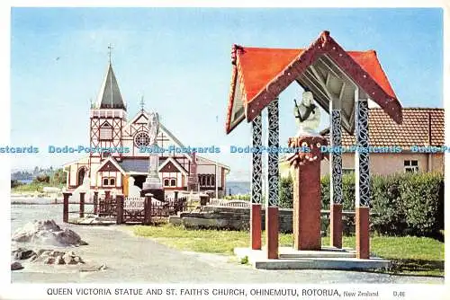 D049222 Queen Victoria Statue And St. Faiths Church Ohinemutu Rotorua New Zeelan