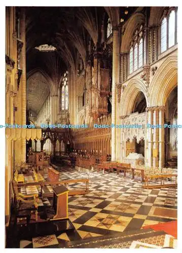 D050641 Ely Cathedral. Chor mit Blick nach Westen. Stände und viktorianische Chorleinwand von