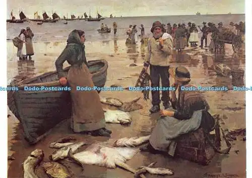 D049304 Der Fischverkauf an einem Cornish Beach 1885. Stadtmuseum und Kunstgalerie Plymo