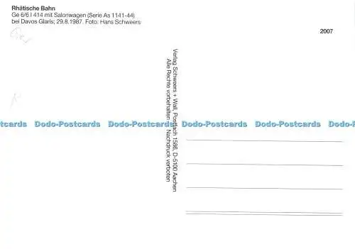 D050796 Rhatische Bahn. Ge. 6. 6.l.414.mit Salonwagen. Serie. As. 1141. 44. B