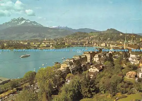 D052256 Luzern. Blick auf Seebucht. Pilatus und Hofkirche. Globetrotter GmbH. 19