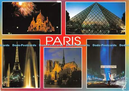 D049588 Paris. Le Sacre Coeur. La Pyramide du Louvre. Abeille Cartes. Lyna. Mult