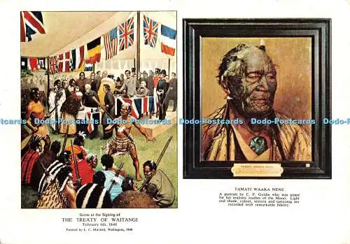 D052766 Szene bei der Unterzeichnung des Vertrags von Waitangi. Tamati Waaka Nene. Waita