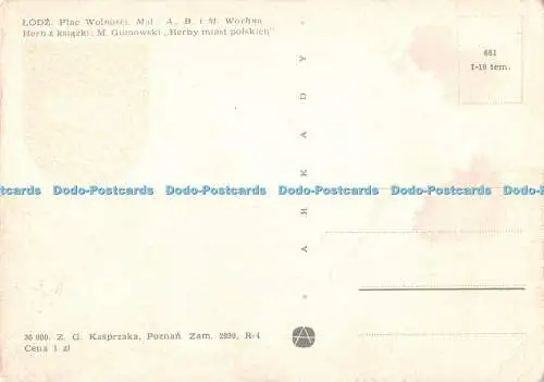 D054663 Lodz. Wolnosci platzieren. Mal. A. B. i M. Wochna. 30 000. Z. G. Kasprzaka Poz