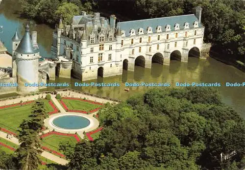 D053024 Les Merveilles du val de Loire. Le Chateau de Chenonceau. Vue aerienne d