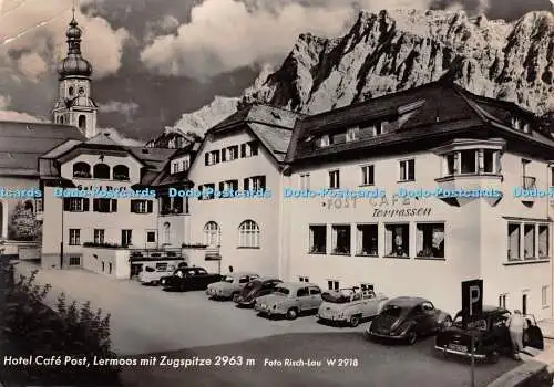 D055149 Hotel Cafe Post Lermoos mit Zugspitze 2963 m. Foto Risch Lau W 2918. 196