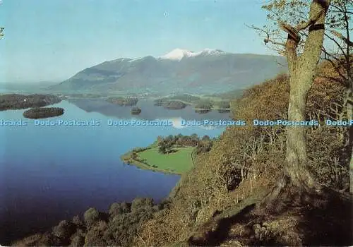 D060207 Derwentwater mit der Reflexion der Skiddaw aus überraschendem Blick auf die Ro